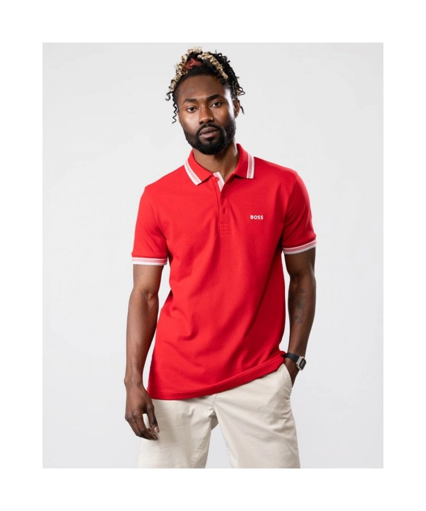 Hugo Boss Green Paddy Curved Mens Polo - Red - Size Medium